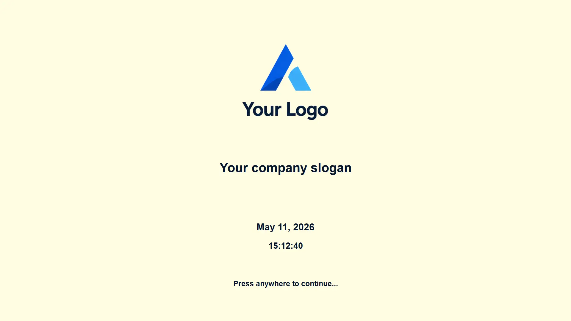 Branded photobooth welcome screen