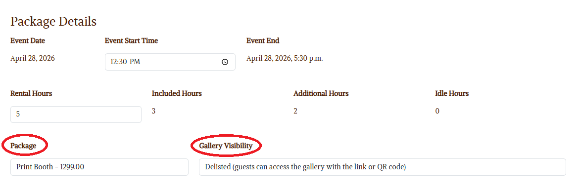 Package details section
