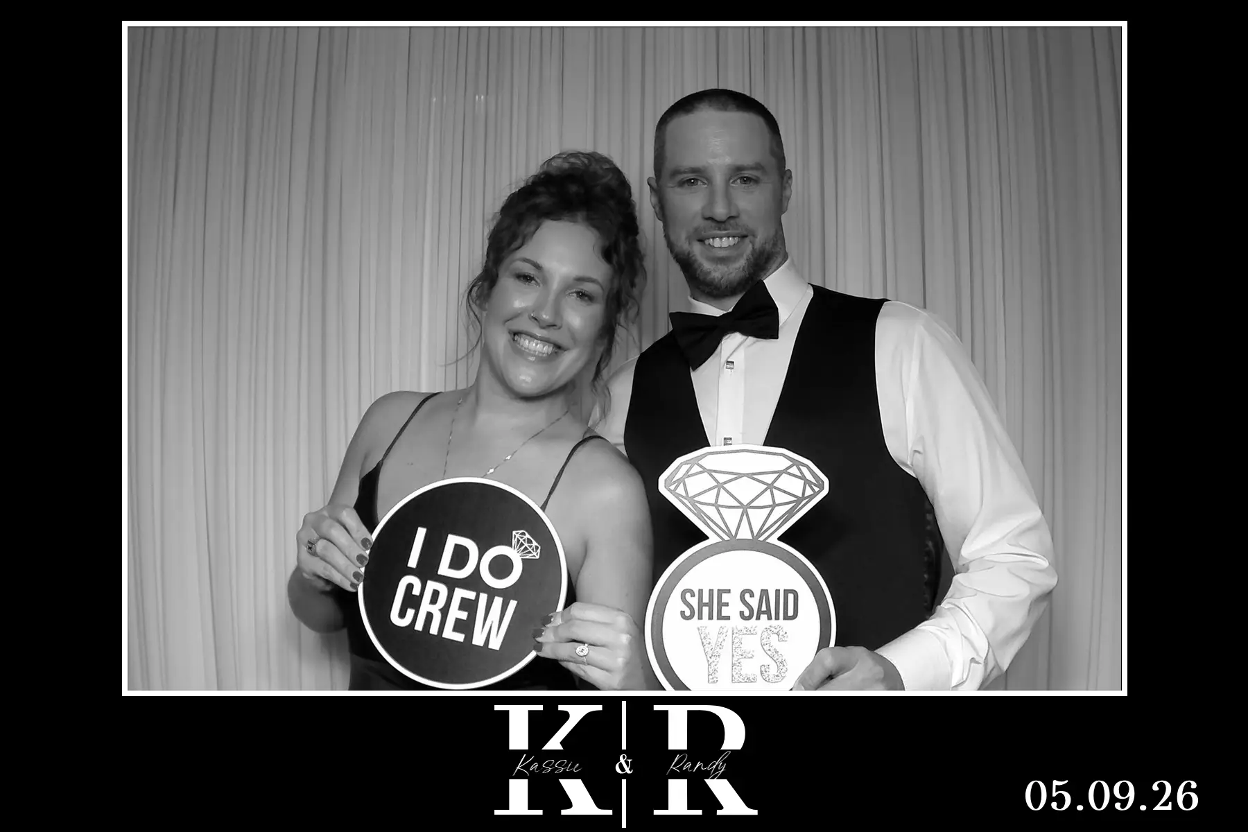 Minimalistic black and white photo booth wedding template example