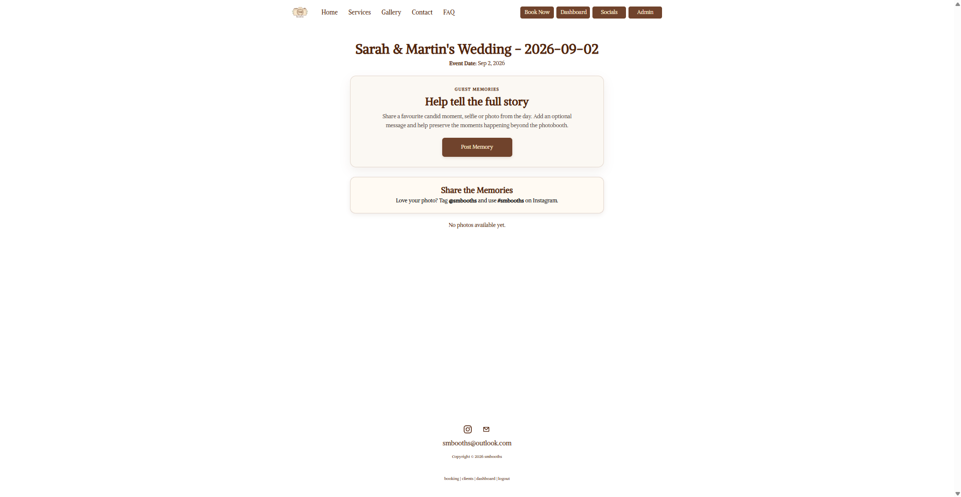 Guest Memories card on the event gallery page
