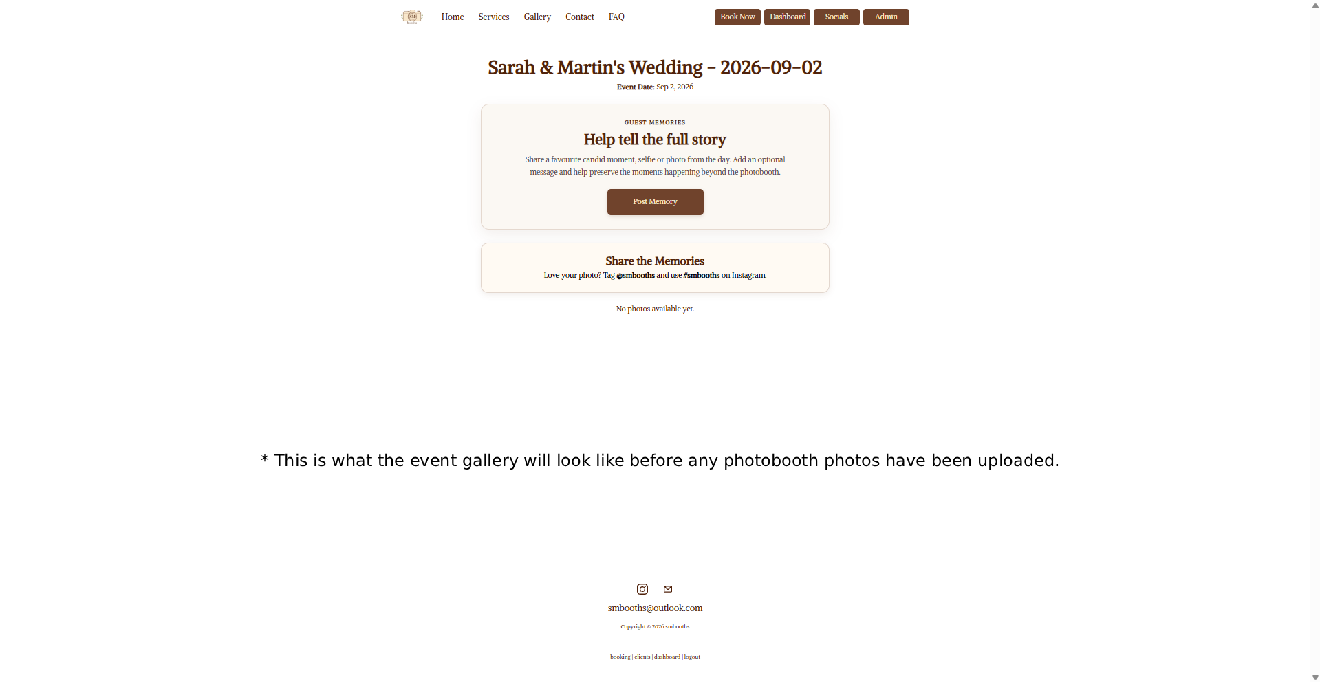 Guest Memories card on the event gallery page
